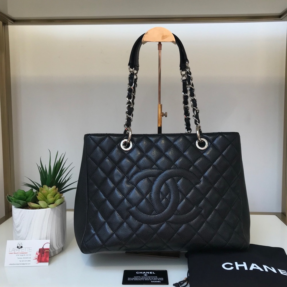 Authentic Chan GST Black Silver Hardware